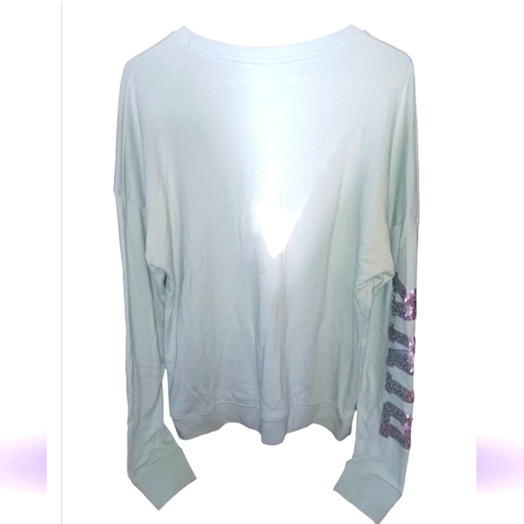 PINK VS Crewneck Sweatshirt Baby Blue & Silver Sequins 😍💎🔥 - Picture 2 of 2